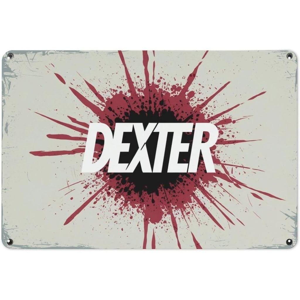 Tanda timah Percikan Darah Siri TV Dexter Vintage Dexter Rancangan TV cetakan tanda logam Sesuai untuk bilik mandi bilik mandi bar kafe garaj taman dan hiasan luar 8X12 inci