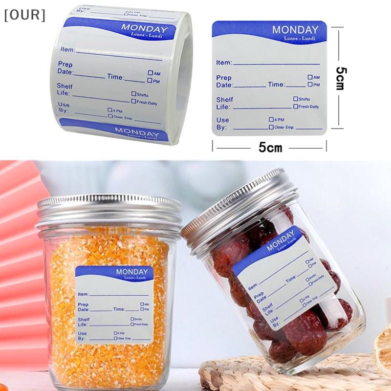[OUR] 250Pcs/Roll Kitchen Date Food Stier Label Stationery Stier Snas Candy Storage Expiration Date Label Self-Adhesive Stier null