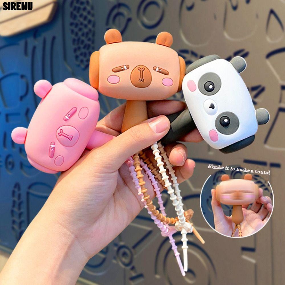 SIRENU Sound-Making Hammer Toy, PVC Capybara Clapping Feature Toy, Cute Sound Feature Panda Cartoon Stress Relief Toy Toy Collection