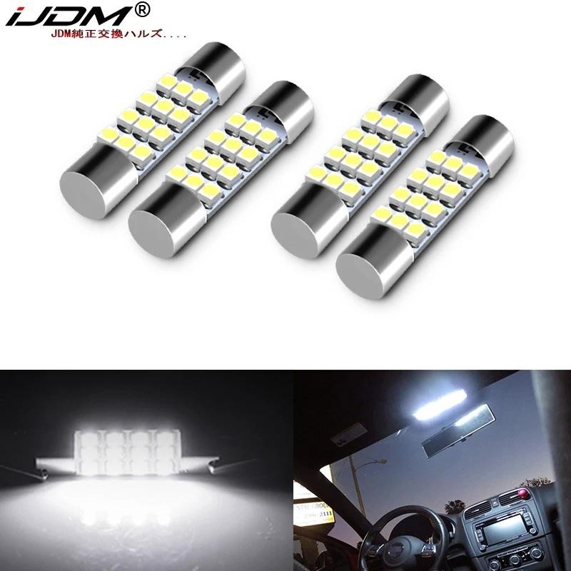 (4) Xenon White 12-SMD 578 579 572 211-2 212-2 214-2 LED Replacement Bulbs For Car Interior Map Dome Cargo Area Lights 12V