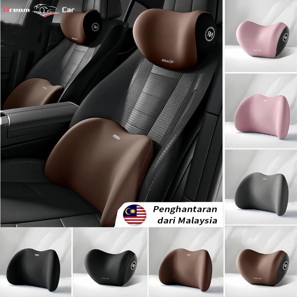[DREAM-CAR]Car Lumbar Support Pillow and Car Neck Pillow kit, 100% Memory Foam Ergonomic Design Headrest Lumbar