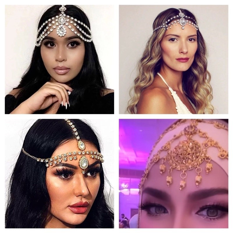 Arabic Style Jeweled Headchain Bridal Headwear For Wedding Party