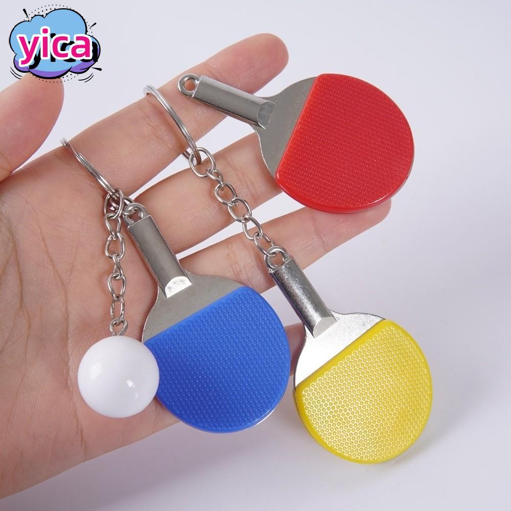 YICA Table Tennis Ball Keychain, 7 Colors Ball Sports Fans  Pong Racket Pendants, Cute Mini Key Ring Souvenir Accessories