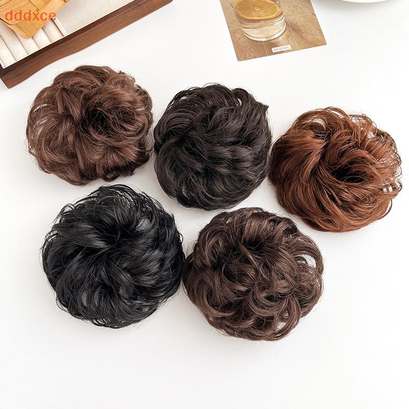 [dddxce] Synthetic Hair Bun Wig Ladies Ponytail Hair Extension Scrunchie Elastic Meatball Head Hairpieces Scrunchie Wrap Natural Realism