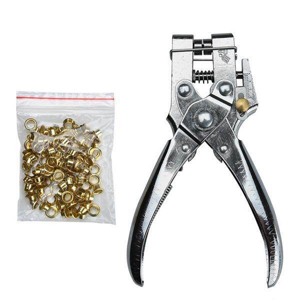 Heavy duty leather fabric eyelet plier hole punch pliers tools + 100 eyelets