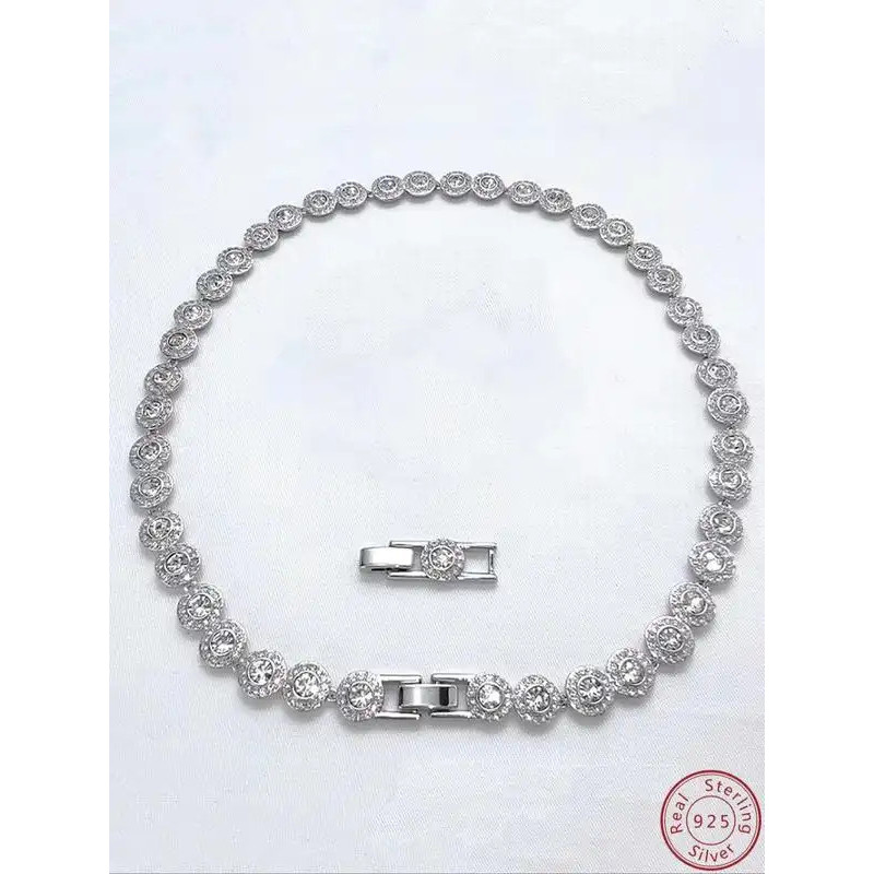 TennisChainNecklace,SparklingRhinestonesChains,StylishChoker,ModernVersatileAccessories,FashionJewelryforParty,DailyClothingDecor,TrendyAll-match&ExquisiteJewelryforBirthdayGift