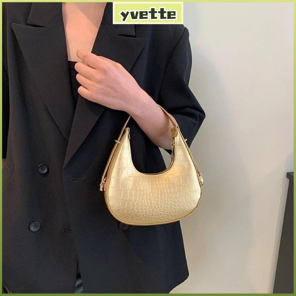 YVE Shoulder Bag, Solid Color Small Clutch Handbag, Fashion Daily Use PU Leather Totes Bag Women