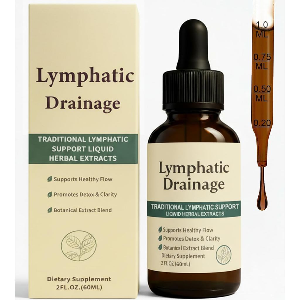 Lymphatic Drainage Drops, 1200mg Herbal Mix, Herbal Mix, Support Overall Vitality, Vegan, Non-Genetic, 2 Ounces