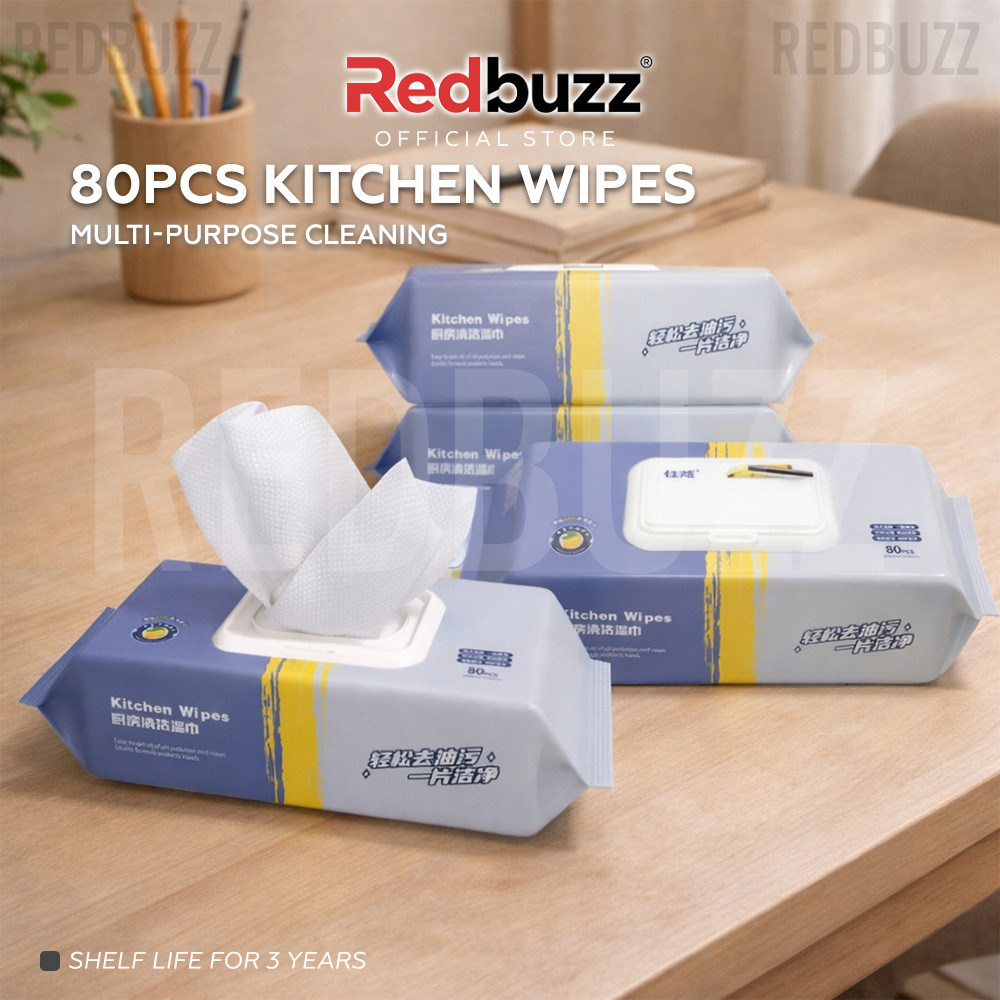 REDBUZZ 80pcs Tissue Kitchen Cleaning Wipes Strong Decontamination Kitchen disposable Wipes Tisu Basah Dapur 廚房 清潔 濕巾