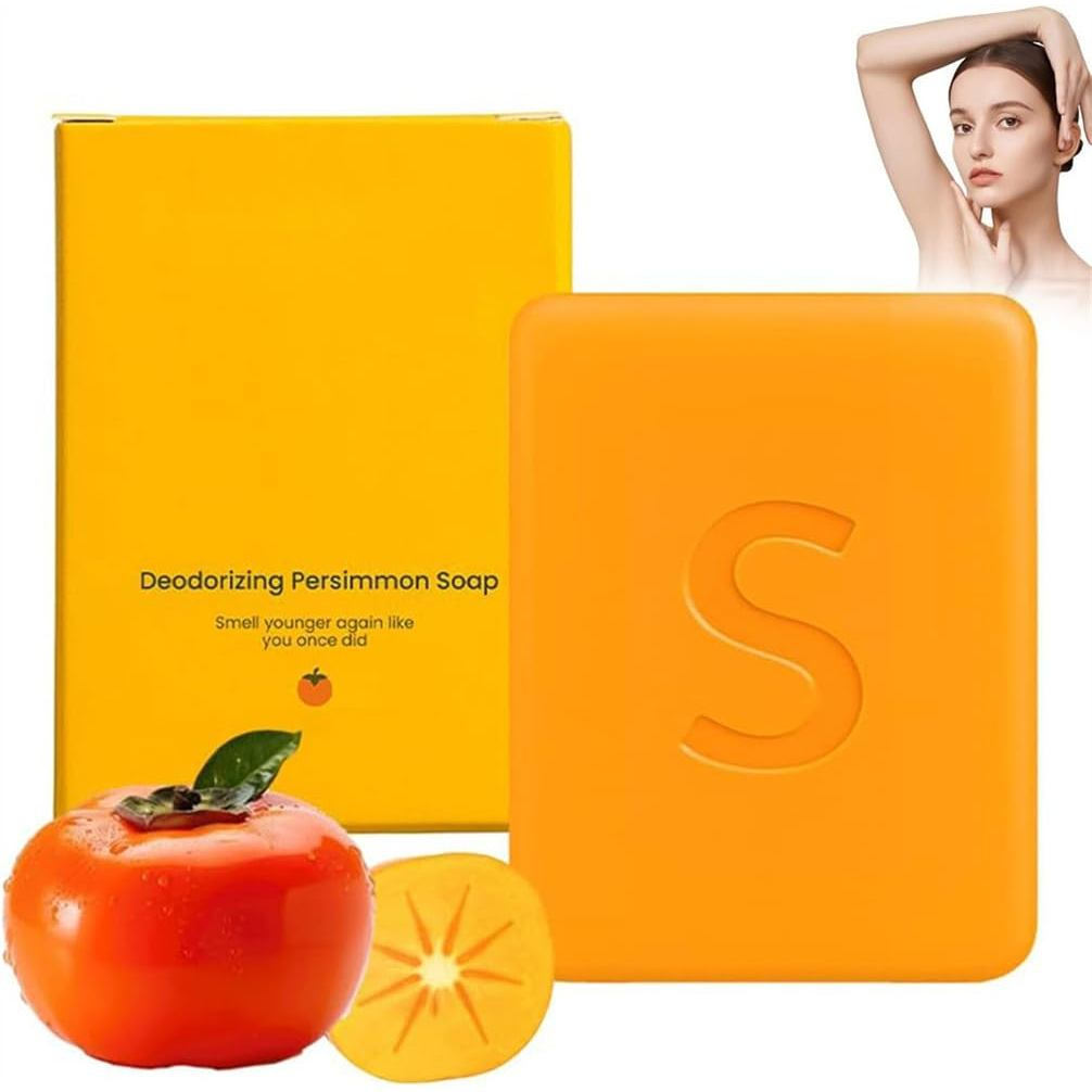 2026 Upgraded Version Japanese Persimmon Soap, Handmade Soap Body Odor and Care, Gentle Moisturizing Facial and Body Cleaner, Suitable for All Types (1 Pack)