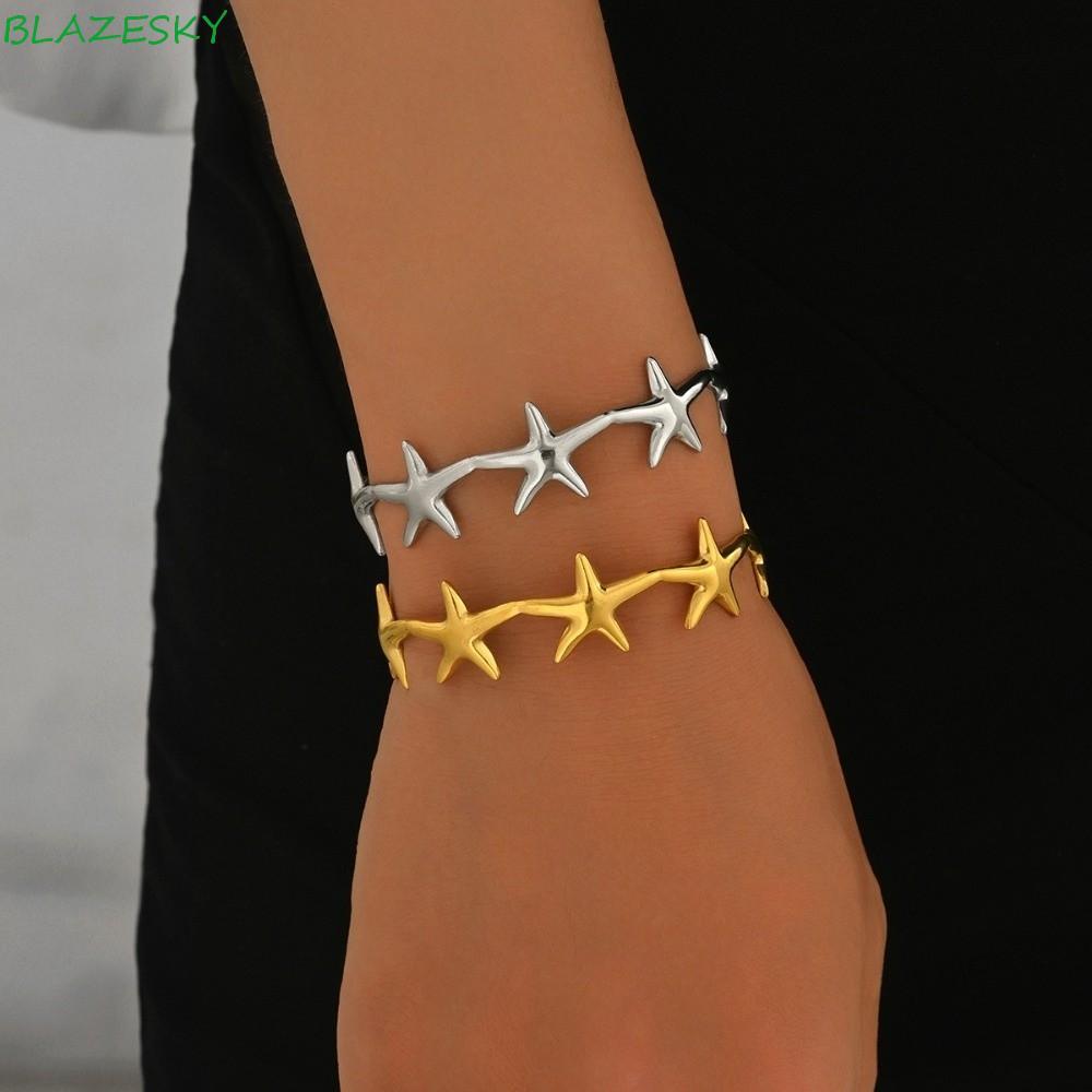 BLAZESKY Shell Bracelet,  Color Exaggerated Opening Bangles, Fashion Adjustable Korean Style Starfish Vintage Cuff Bracelets Summer
