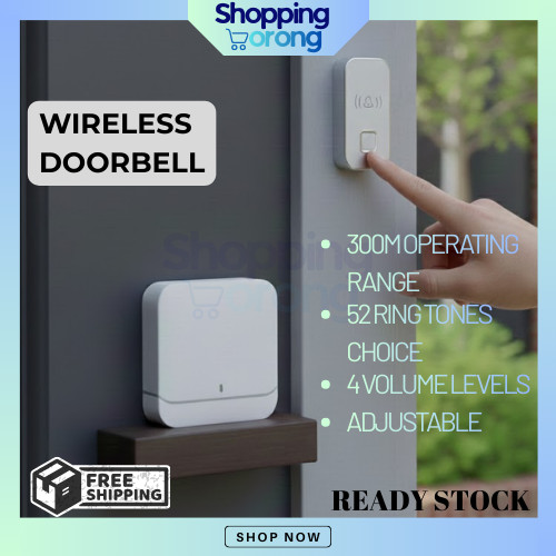 Waterproof Wireless Doorbell 300M Radius Security Alarm Smart Door Bell LED Prompt Doorbell