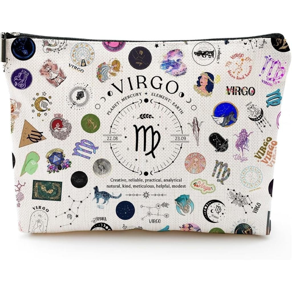 Virgo Gifts for Women, Virgo Zodiac Cosmetics Bag, Travel Makeup Bags, Virgo Birthday Gifts for Women & Astrology Lovers
