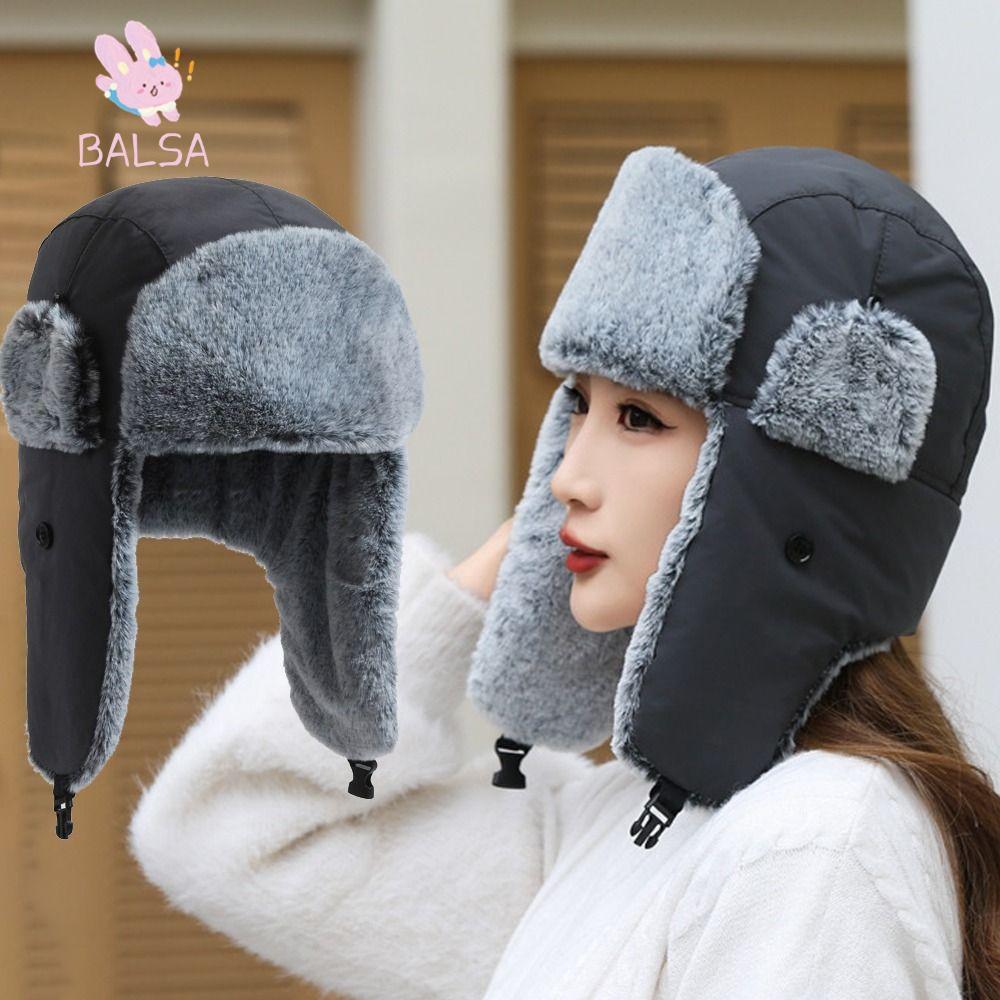 BALSA Ear Protection Hat, Windproof Versatile Lei Feng Hat, Fashion Warmth Thickened Plush Hood Cap For Women Man