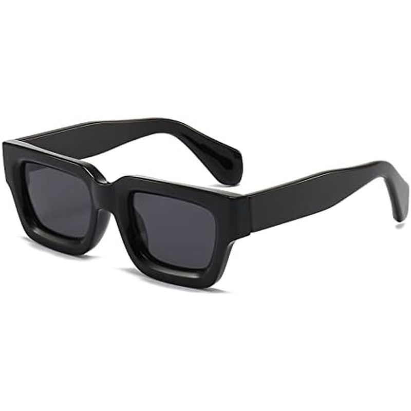 LJCZKA Retro Thick Rectangle Sunglasses for Women Men Fashion 90s Chunky Square Shades Small Face Sun Glasses