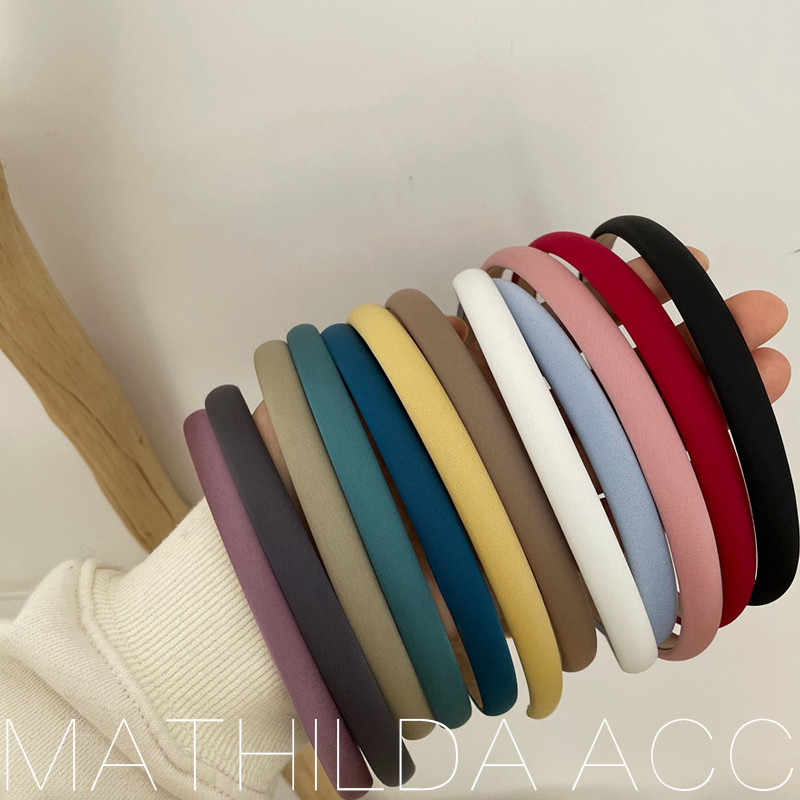 Korea Dongdaemun Solid Color Thin Version Fabric Headband Simple Temperament Candy Color Fresh Sweet Outing Hairpin Hair Accessories