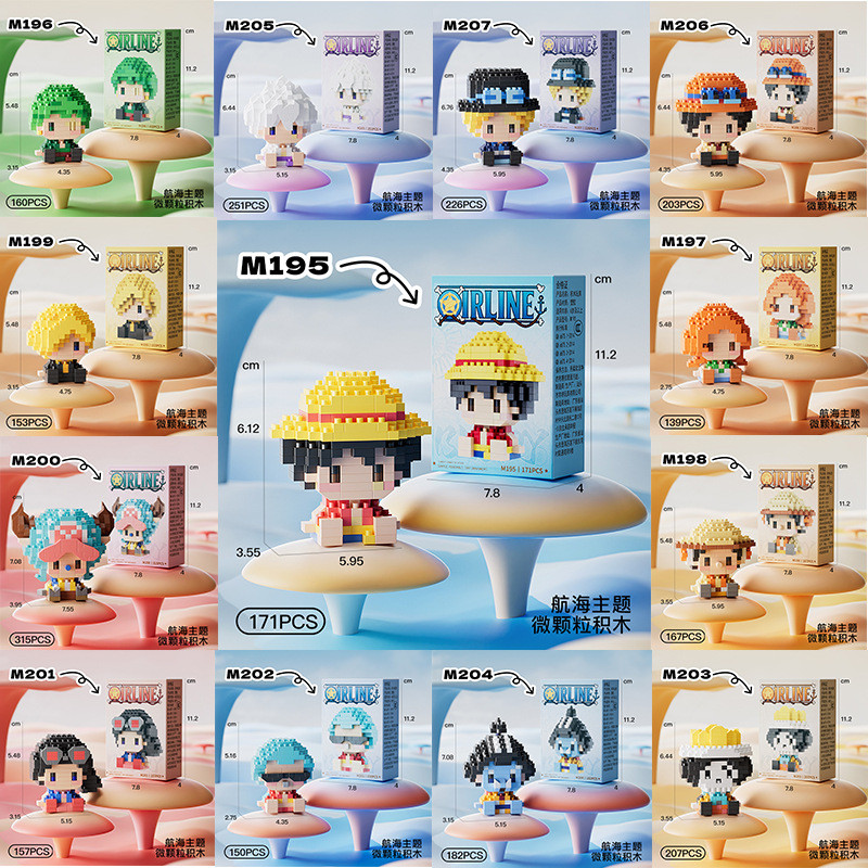 Ready Stock One Piece Luffy Model Building Blocks Compatible Lego Straw Hat Pirates Mini Particles Assembly Ornament Kids Educational Toys | Stok Sedia Blok Binaan Model Luffy One Piece Serasi Lego Lanun Topi Jerami Butiran Kecil Hiasan Perakitan Mainan P
