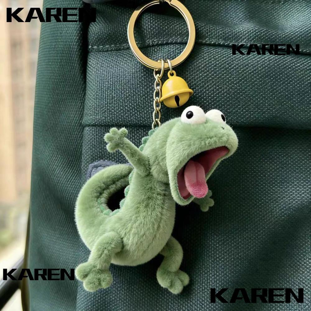 KAREN1 Small Lizard Funny Dolls, Cute Cartoon Soft Green Lizard Plush Keychain Pendant, Creativity Realistic Fashion Accessories Plush Toys Birthday Gift for Girl Boy