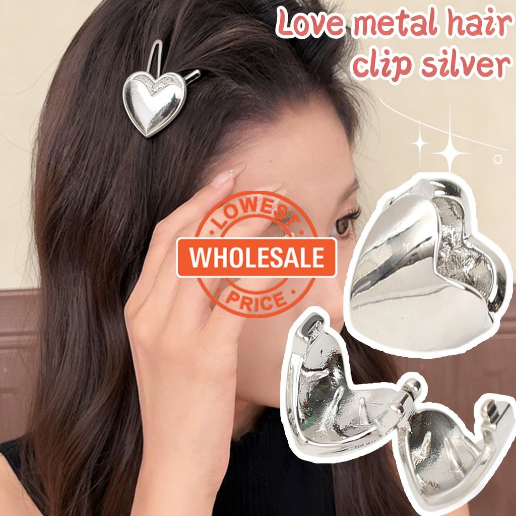 [3-5 DAYS DELIVERY][Wholesale]Anti-Slip Hair Clip with Toothed Grip | Premium Matte Silver Alloy Heart Design, Stable All-Day Wear Commuting/Dating Accessory