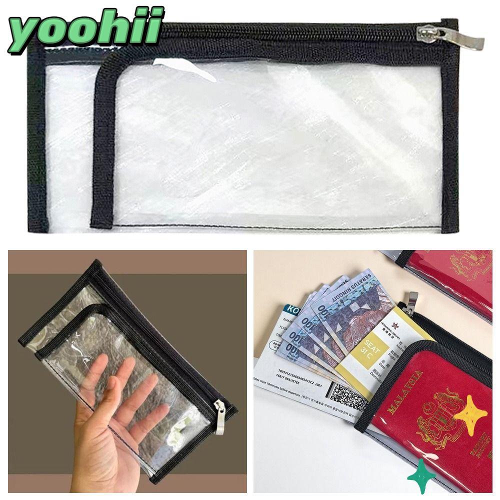 YOOHIMY 1Pcs Document Storage Bag, Travel PVC Cosmetic Bag, Durable Waterproof Portable Transparent Passport Holder