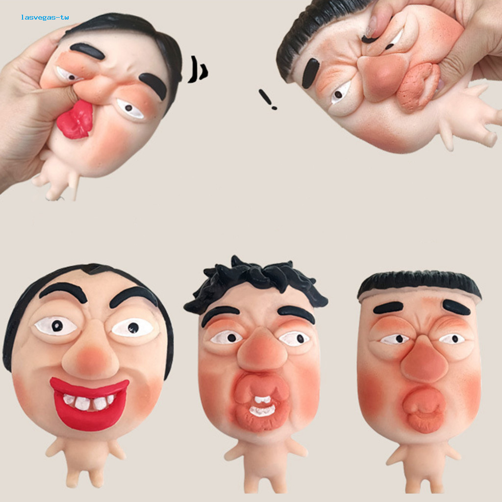 Ugly Face Fidget Toy Elastic Stress Toy 4pcs Man Squeeze Toy Stress Relief Ball Slow Soft Fidget Toy Funny Party Favors for Kids Adults Stretchy Squishy Stress Reliever