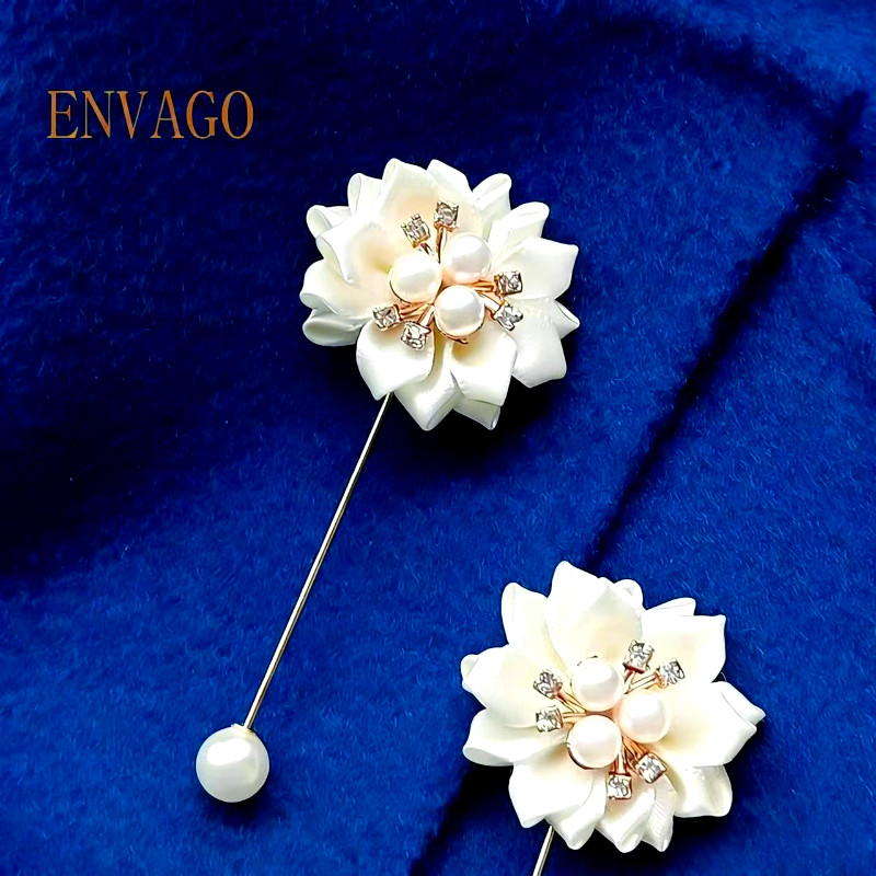 wholesale Artificial Rose Pearl Pin Groom Bridesmaid Dress Corsage Silk Flower Wedding Party