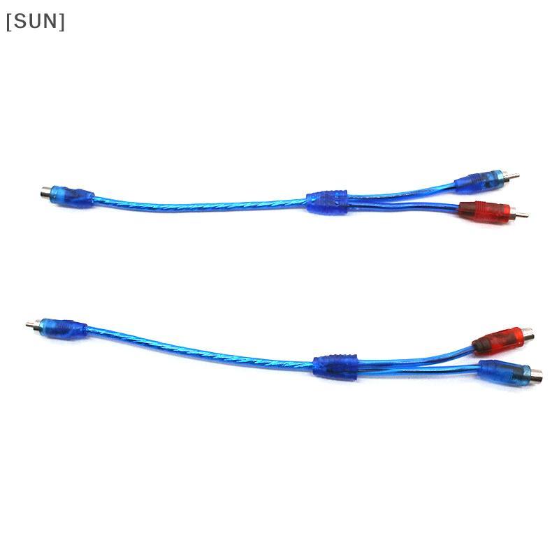 [SUN] High Quality Car MP3 Audio RCA 1 Male To 2 Female Y Splitter Cable Adapter Cord Converter Car AUX Amplifier Car Speaker Adapter null