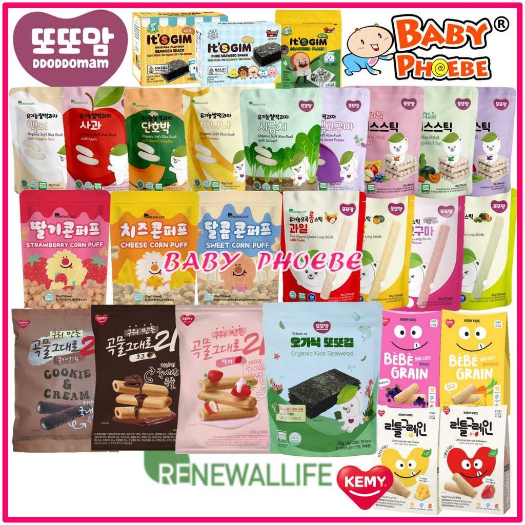 Renewallife Ddoddomam Organic Baby Rice Rusk/Puff/Stick Korea Baby Food/Snack Seaweed (1pc) 韩国宝宝有机饼 Snek Bayi Biskut