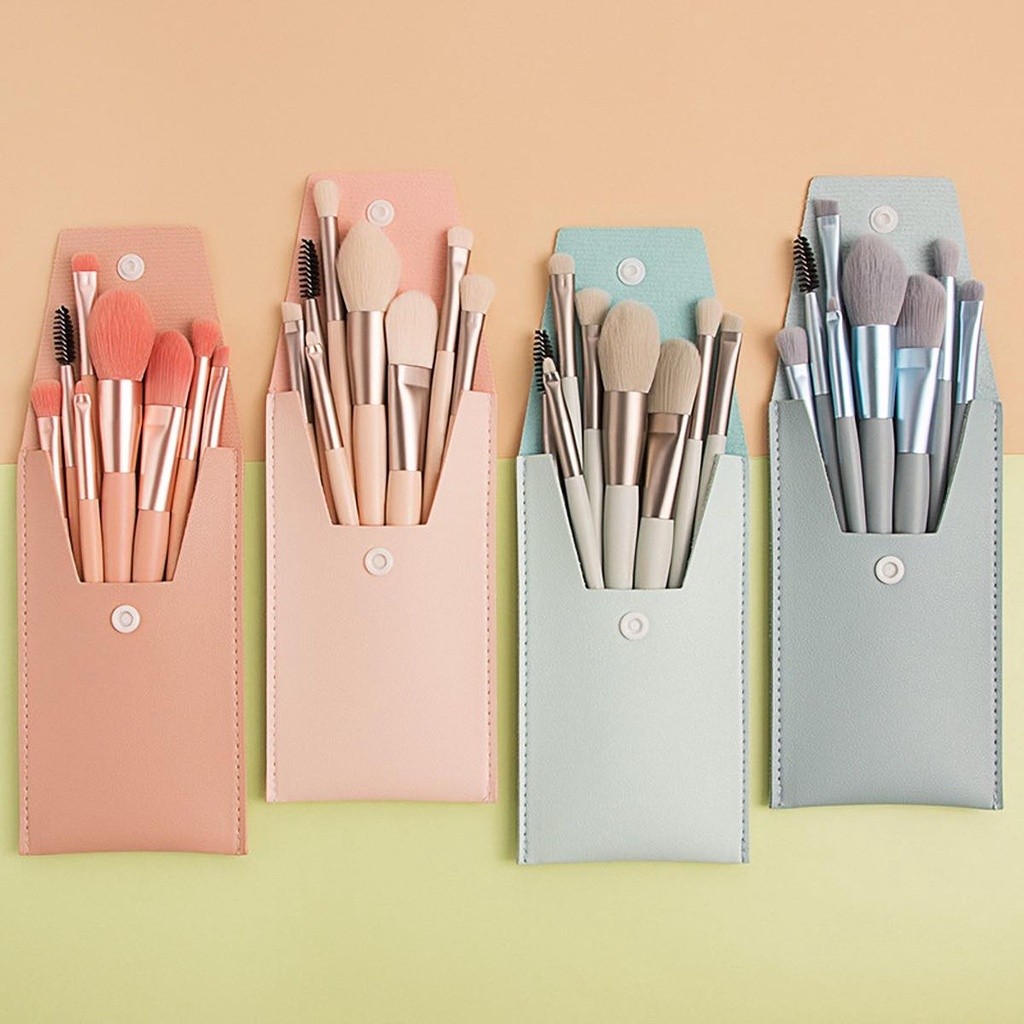 【𝗠'𝗦𝗜𝗔 𝗦𝗛𝗜𝗣 𝗢𝗨𝗧 𝟮𝟰𝗛𝗥𝗦】The LadyStreet 8pcs Mini Pastel Makeup Brush Set with Makeup Bag Set Berus Solekan 迷你粉彩化妆刷套装