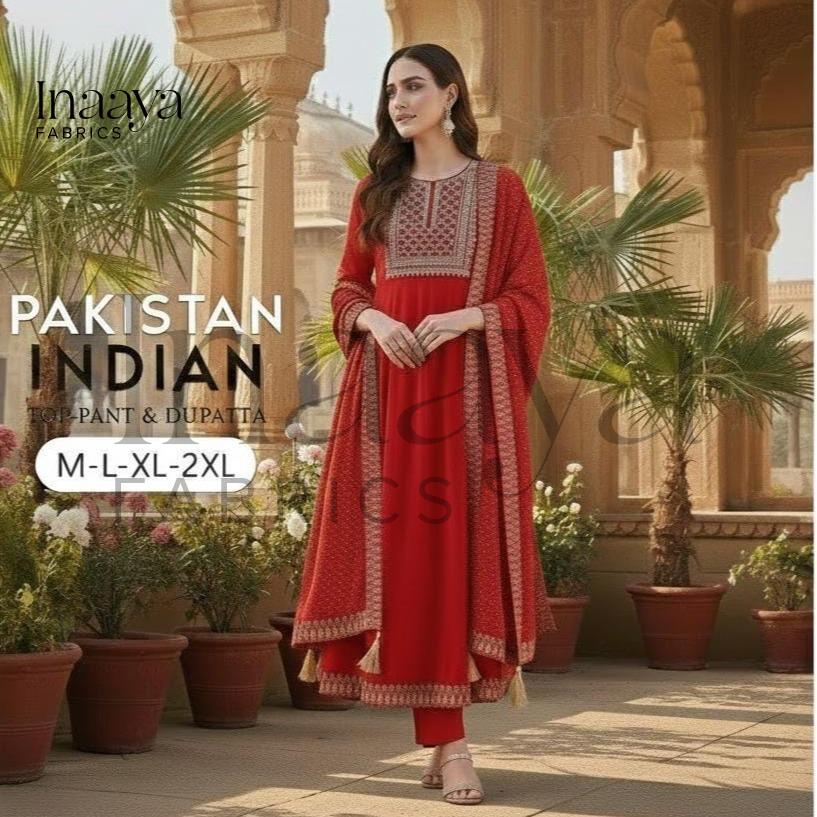 ETHNIC MOTIFS EMBROIDERED SEQUINED KURTA WITH PALAZZOS & DUPATTA 003