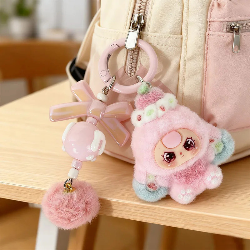 2026 New Cute Kawaii Fluffy Dessert Charms Keychain For Bag Backpack Pendant Beads Trendy Fashion Jewelry Accessories Girls Gift
