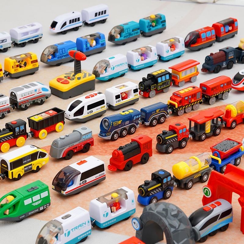 Electric Locomotive Wooden Track brio Front Strong Track Compatible Old-fashioned Tram Toy Remote Control Electric#电动小火车头木质轨道brio车头勒酷轨道兼容老式电车玩具遥控电动0407