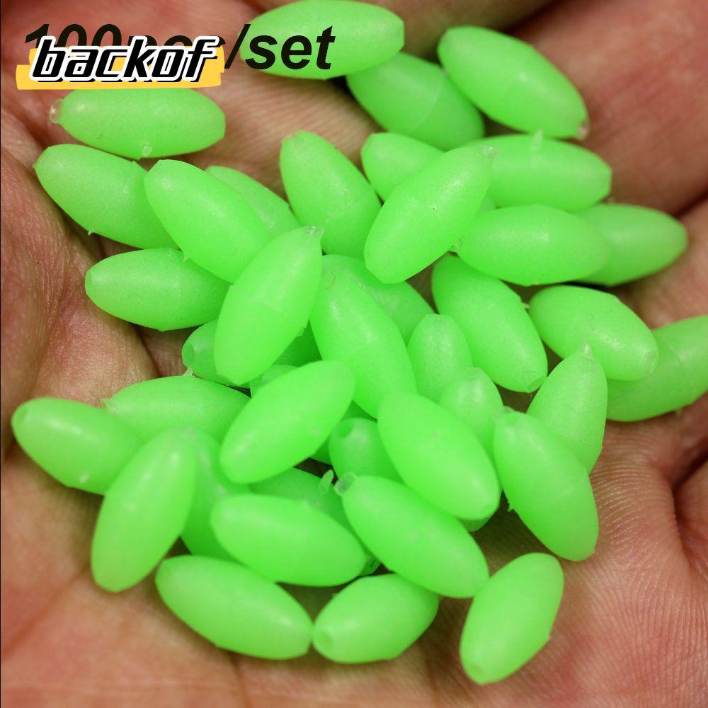BACKOF 100PCS Fishing Oval Floats Beads Hot Plastic Sea  Luminous Light