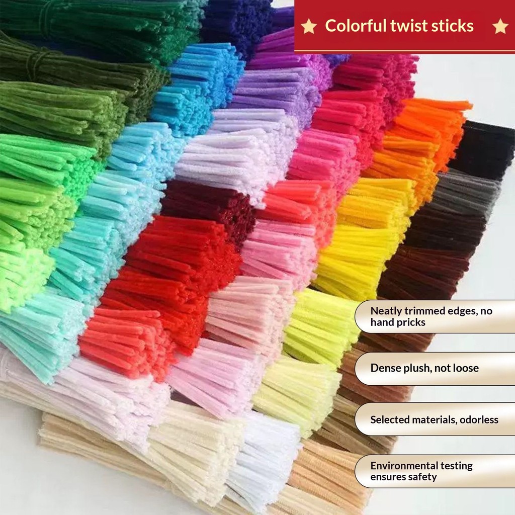 Chenille Stems TWIST STICK 100pcs Colorful Pipe Cleaners Sticks Rod Assorted Flower Wire Bundle Macaron Dawai Bunga DIY