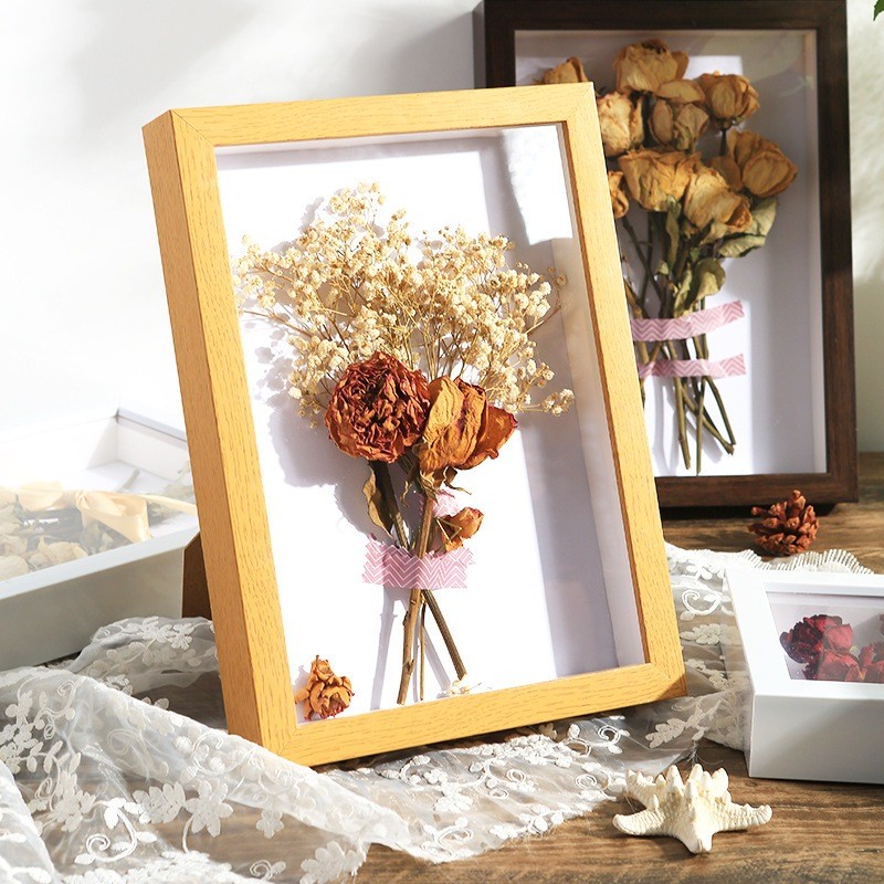 3D Handcrafted Hollow Wood Frame DIY Decoration for Dried Flower Photo Dried Flower Photo Frame Bingkai foto 相框