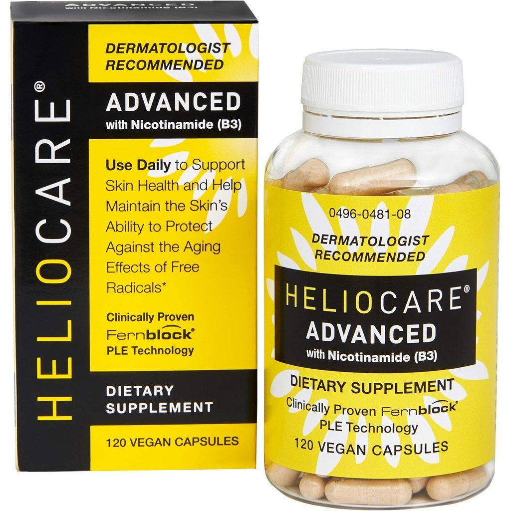 Heliocare Advanced Niacin B3 Supplement: Fernblock PLE Extract 240mg Per Serving - Supports Skin Cell Health W/Antioxidant Rich Vitamin B3 Niacin 500 mg - 120 Vegan Capsules