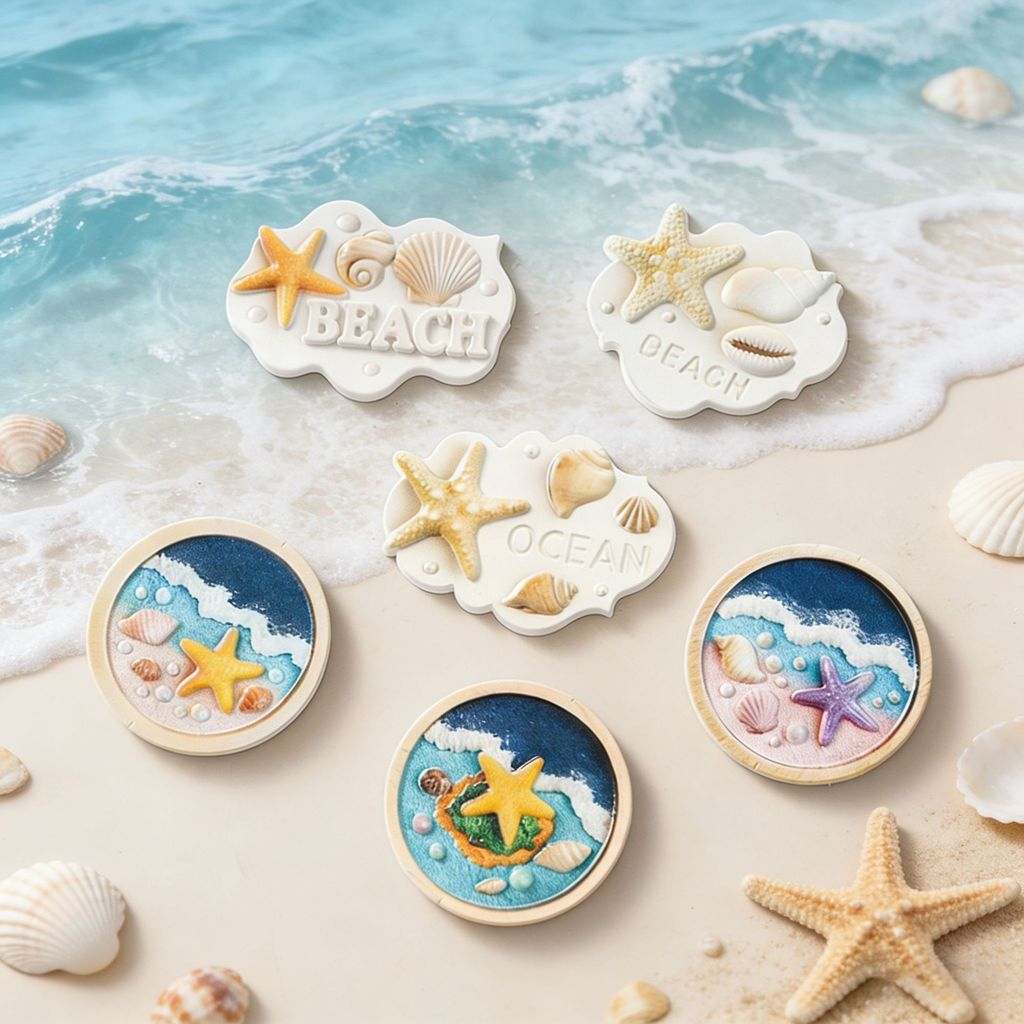 3D Starfish and Shell Refrigerator Magnets, Ocean-Themed Creative Magnetic Home Decoration