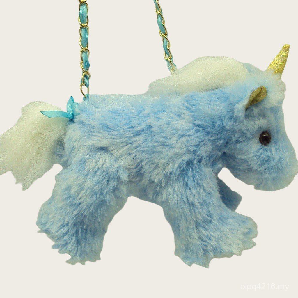 Cross-Border Warm Set Toy Children Blue White Bag Gift Unicorn Plush Toy Toy 72TS