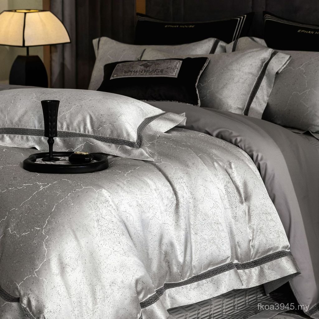 Light High-End Feeling Four-Piece Set High-Quality Luxury Bed Cover Bed Sheet Type Quilt Cover Fleece Master Bedroom Product Length 4100s Class OS6G