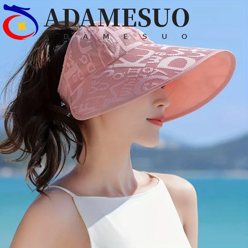 ADAMESUO Large Brim Sun Hat, Letter Stripes Sunscreen Bucket Cap, Stylish Breathable Removable UV Protection UV Protection Hat Summer