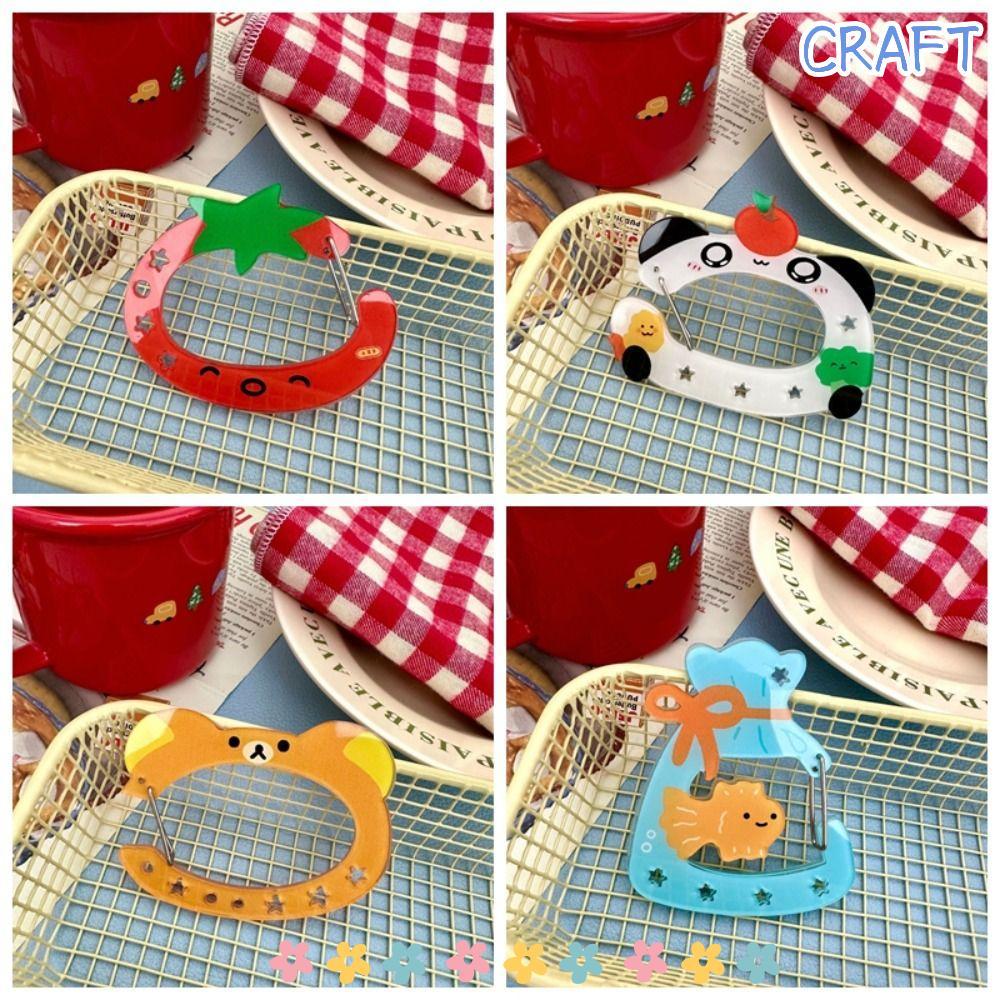 CRAFTML Keyring Hook, Acrylic Cartoon Shape Carabiner Keychain, Portable Multifunctional Backpack Pendant Gift
