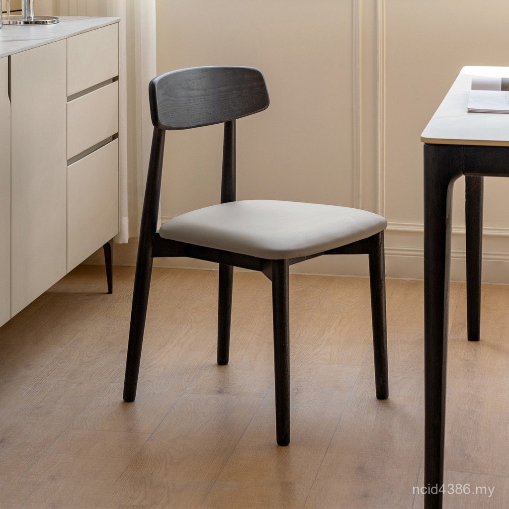 Antique Dining Chair Household Simple Medium Stool Cork Wrapped Table Chair Leisure Chair Back Chair Black Restaurant Book WFJL