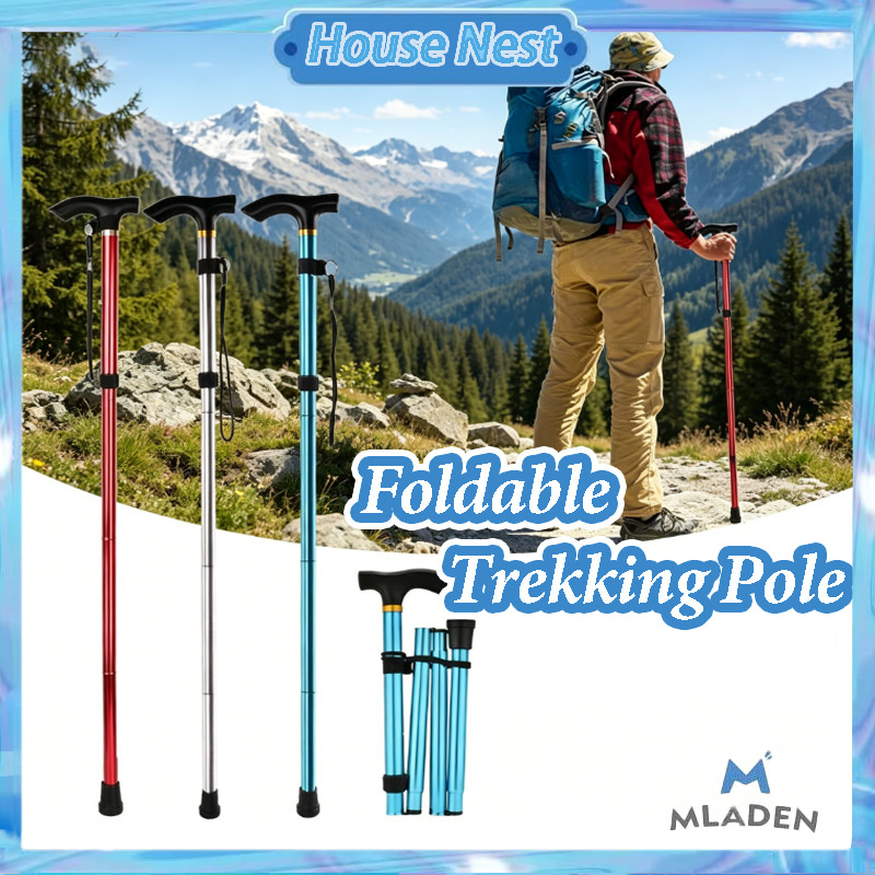 Foldable Trekking Pole Hiking Sports Outdoor Mountain Climbing Travel Walking Tongkat Lipat 登山杖