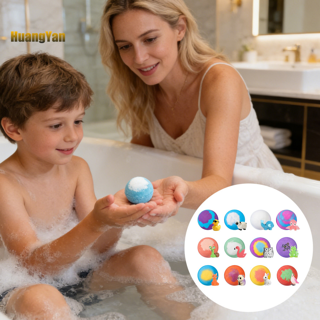 huangyan|  12pcs Colorful Bubble Bath Bombs with Surprise – Easy to Use Sea Salt Soaking Balls for Relaxing Spa-like Bath Fun Moisturizing Skin Care Gift Set Kid Bath Balls