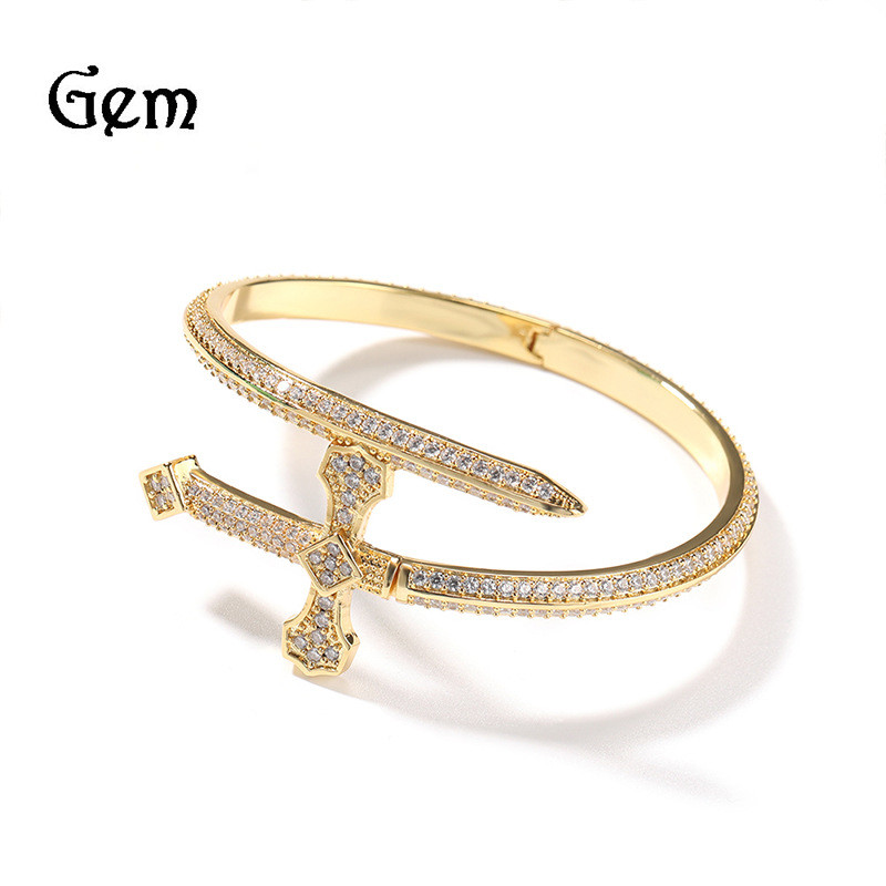 [Hot-Selling] Hip-Hop Ancient Cute Justice Bracelet Copper Inlaid Zircon Full Diamond Flow Bracelet [Fast Shipping] motianlunmy