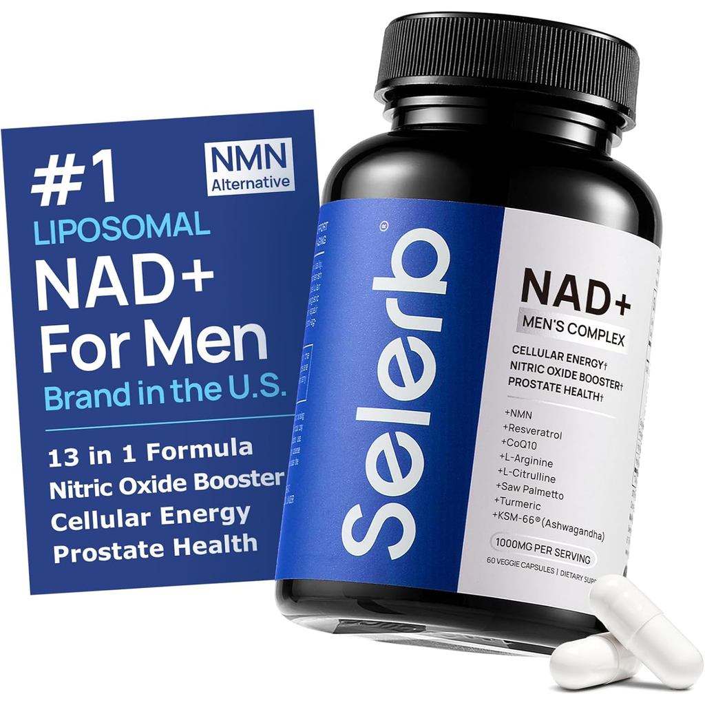 NADforMen-Lipid NAD+NMN Substitute, Containing Resveratrol, Coenzyme Q10, L-Citrate and Lycopene, Used for Anti-Aging and Cell Energy Support, 60 Capsules.