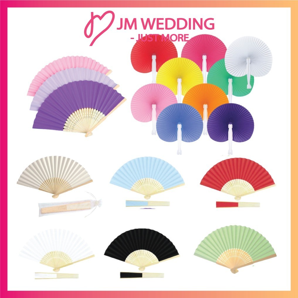 JM## Bamboo Paper Hand Fan/Kertas Kipas Tangan-Doorgift Kahwin Wedding Gift Hadiah DIY Fans