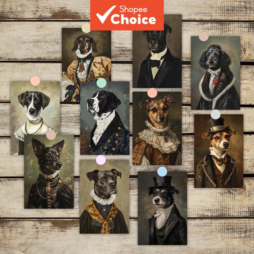 20Pcs Retro Dog In Royal Costume Prints - Aesthetic Victorian Animal Wall Art, Vintage Renaissance Pet Portrait Poster For Room Decor, Classic Oil Painting Style Photo