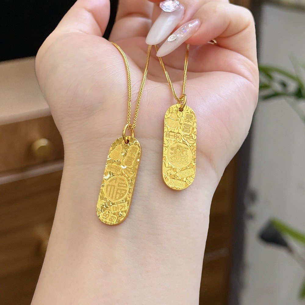 916 gold Auspicious Words Crushed Ice Ice Pendant/diy charm gold 916