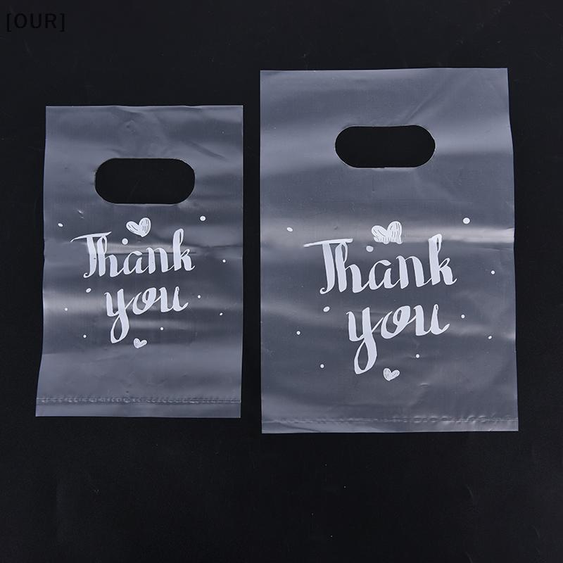 [OUR] 100Pcs Mini Thank you Plastic Gift Bags Wedding Candy Bags Shopping Carrier Bags null